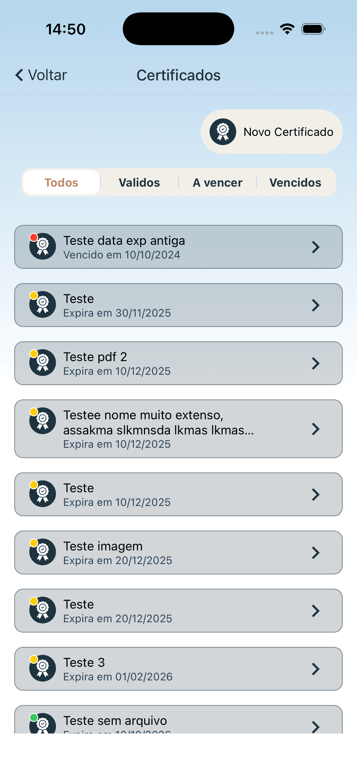 Gerenciamento de certificados